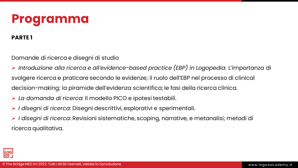ASRL - MOD 1 la ricerca in logopedia PGR