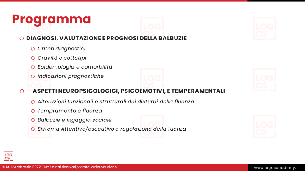 Diapositiva Le Balbuzie in età prescolare